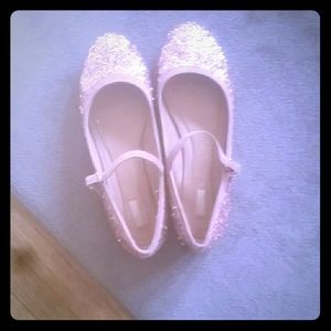 Pink sequin ballet flats